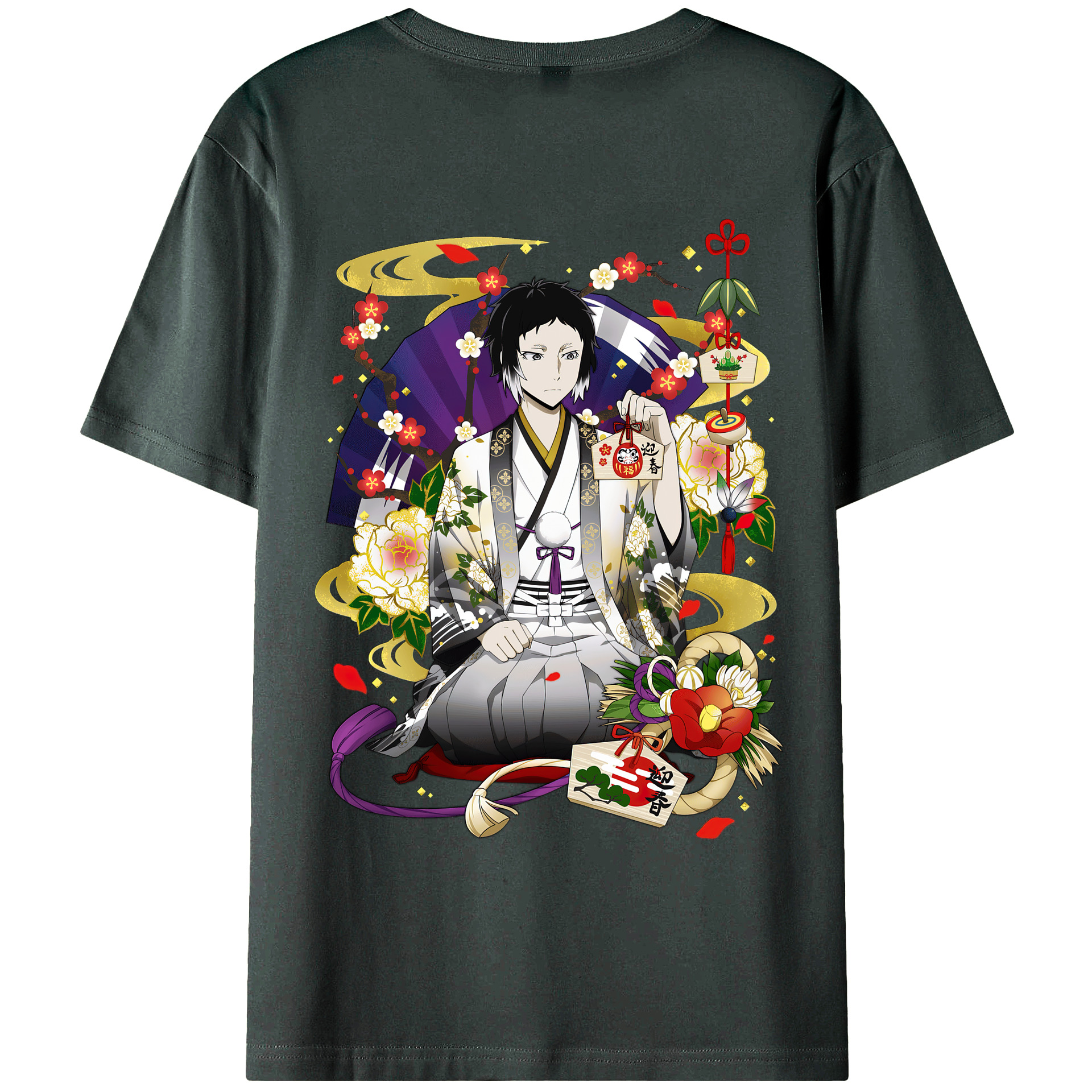 （画像用） 文豪ストレイドッグス Bungo Stray Dogs 綿100％ メンズ半袖Tシャツ（バックプリント） 通気性